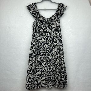 Old Navy Women's Cami Black and White Dress Sz M Ruffle Sleeves